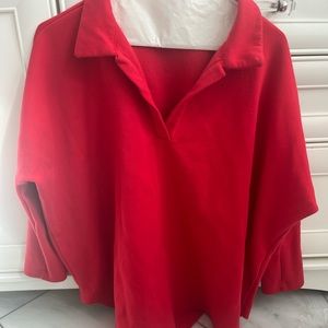 Cute red Pomander Place cotton shirt that can be worn with jeans or leggings!
